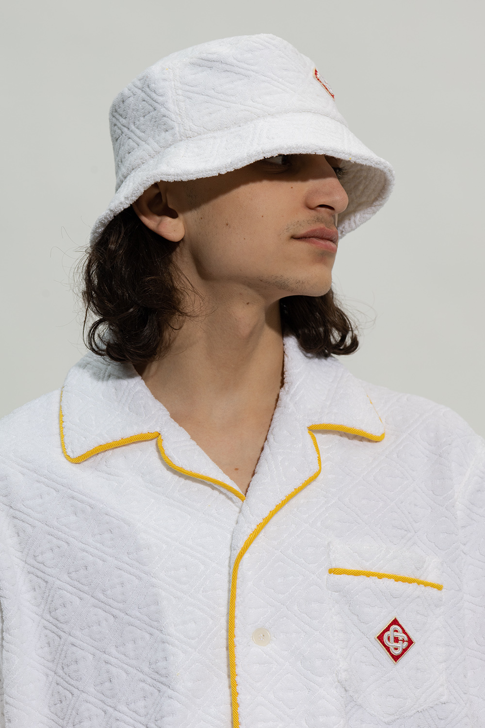 Casablanca Bucket hat White with logo | hat White m shoe-care mats Knitwear  | Men's Accessorie | SchaferandweinerShops